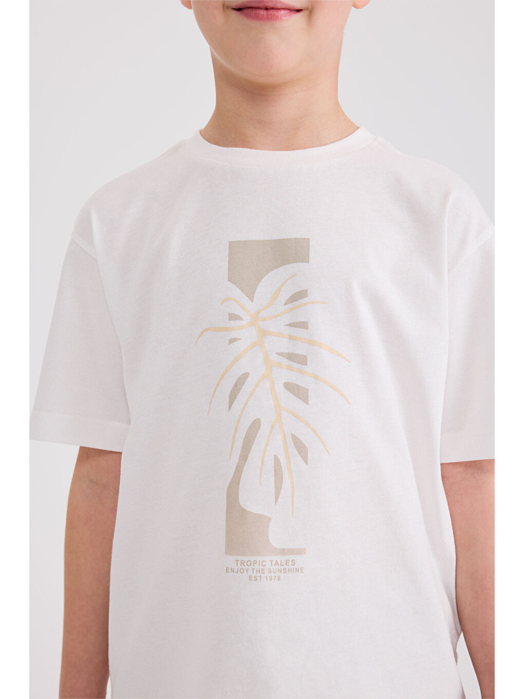 Erkek Çocuk Baskılı Ekru Tişört-1