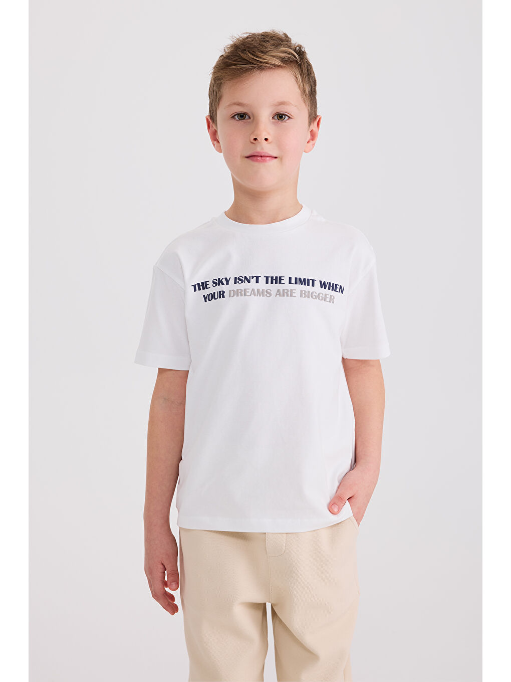 Erkek Çocuk Baskılı Beyaz Tişört-5