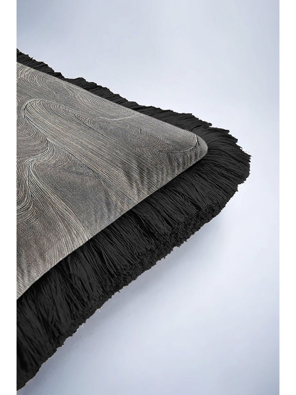 Karışık Modern Lüks Dalga Saçaklı Yastık Kılıfı - Minimalist Elegan Siyah Gri Bohem Püsküllü Kırlent Kılıfı-6