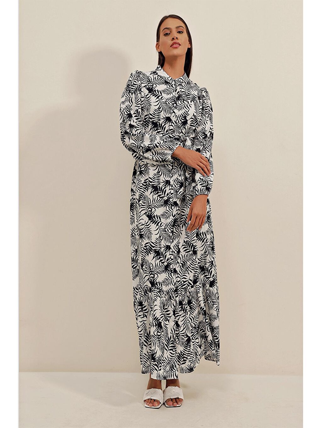 2158 Egzotik Desen Elbise - D. Siyah-2