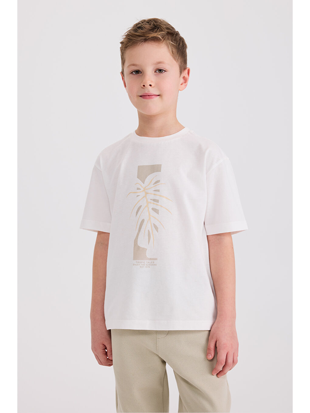Erkek Çocuk Baskılı Ekru Tişört-5
