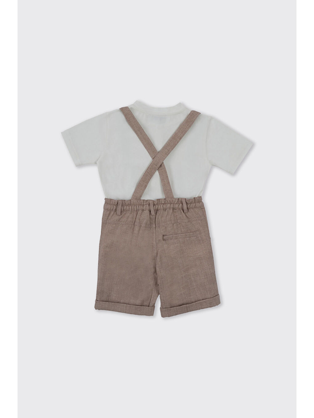 Kahverengi Erkek Bebek Kahve 2'li Salopet Takımı-1