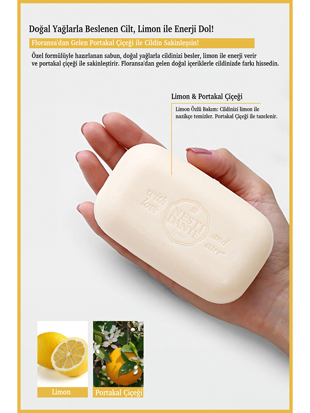 With Love And Care Limonum Zagara Citrus Katı Sabun 250 gr | Canlandırıcı | Limon Çiçeği-2