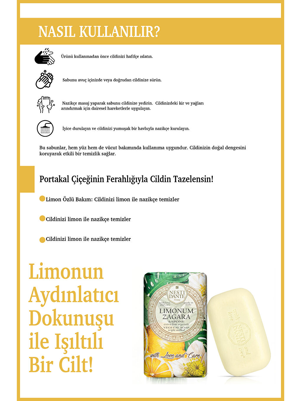 With Love And Care Limonum Zagara Citrus Katı Sabun 250 gr | Canlandırıcı | Limon Çiçeği-3