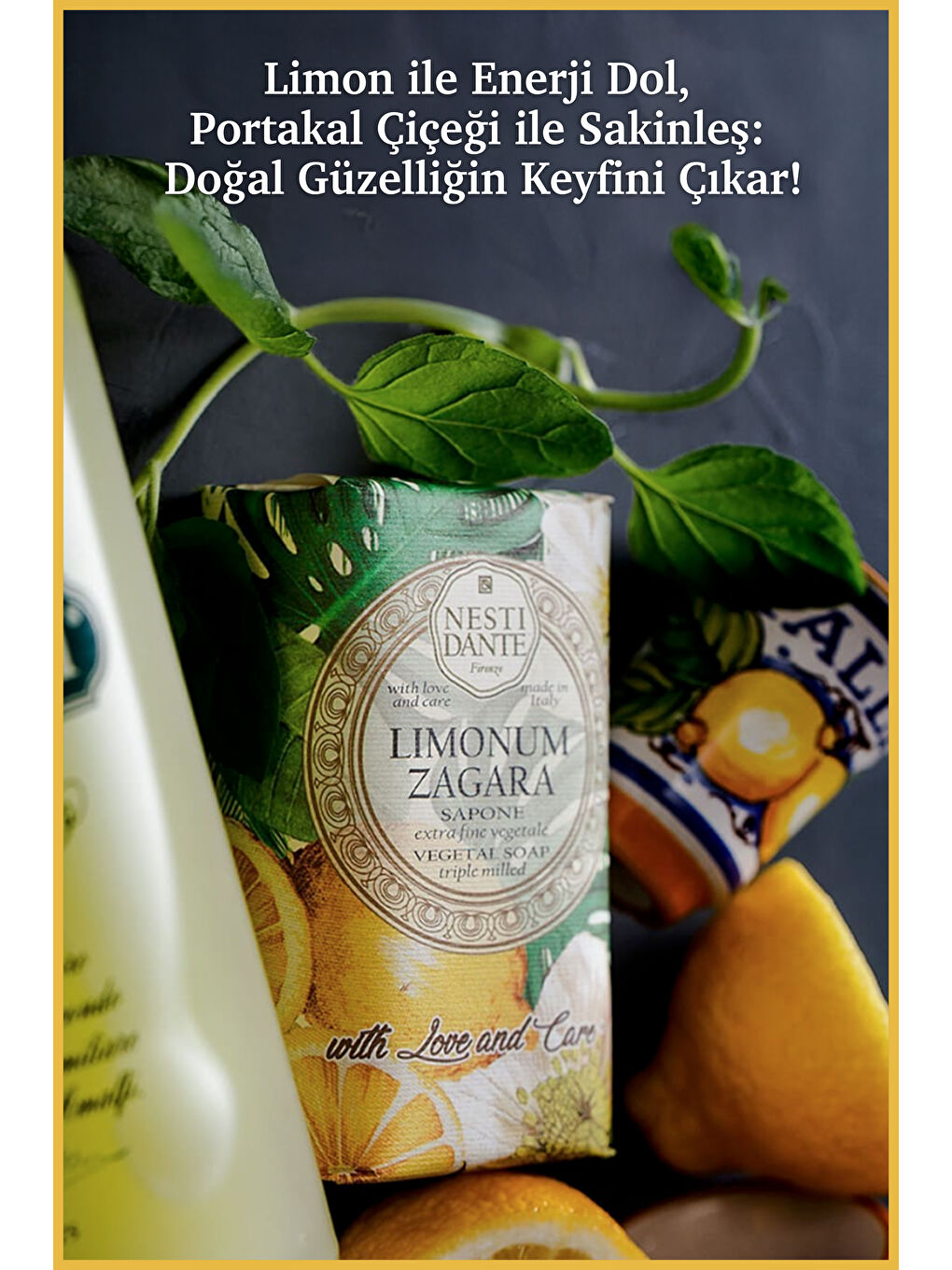 With Love And Care Limonum Zagara Citrus Katı Sabun 250 gr | Canlandırıcı | Limon Çiçeği-4