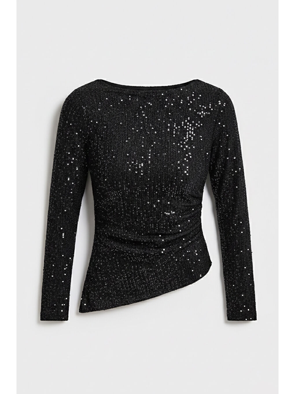 Kadın Siyah Silver Renk Pul Payet Detaylı İçi Astarlı Tasarım Bluz-4