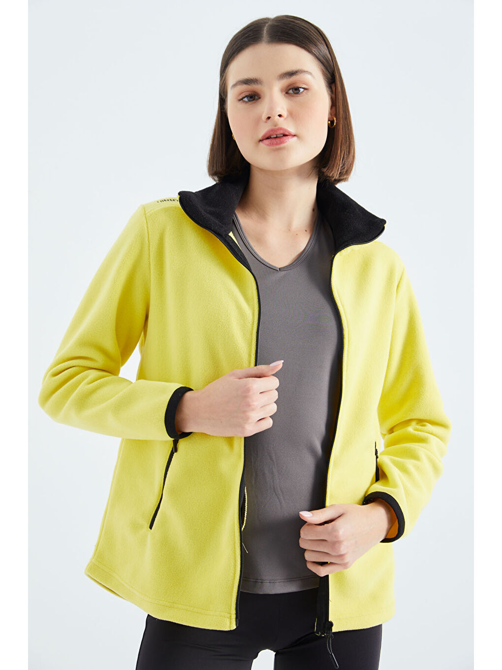 Gri Basic Kısa Kol Standart Kalıp V Yaka Kadın Tişört - 97145-4