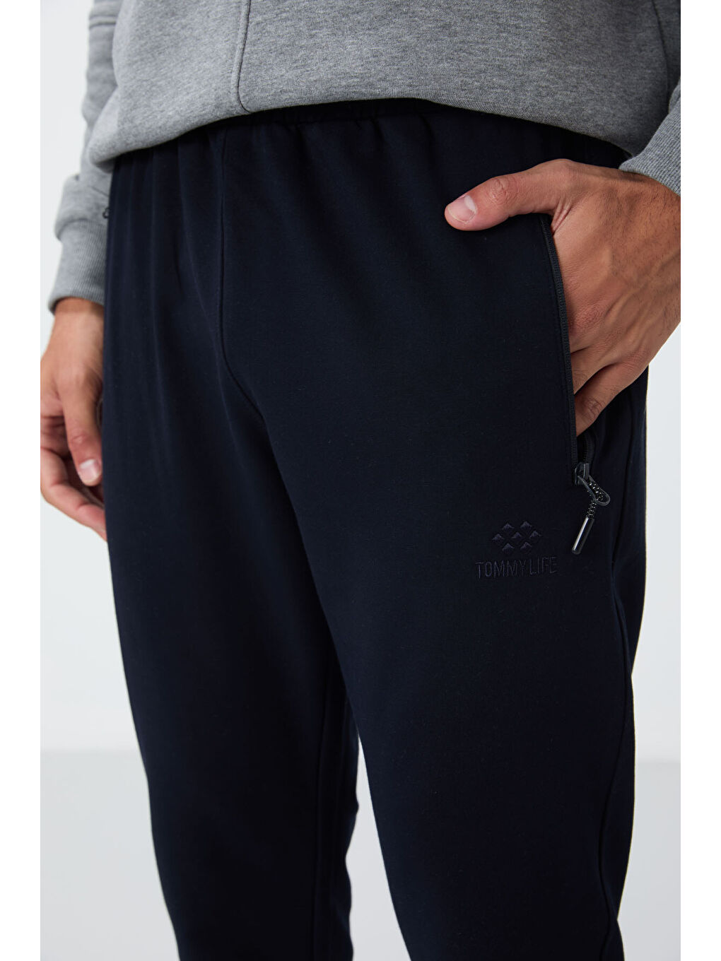 Lacivert Fermuar Cepli Standart Kalıp Erkek Jogger Eşofman Altı- 84651-3