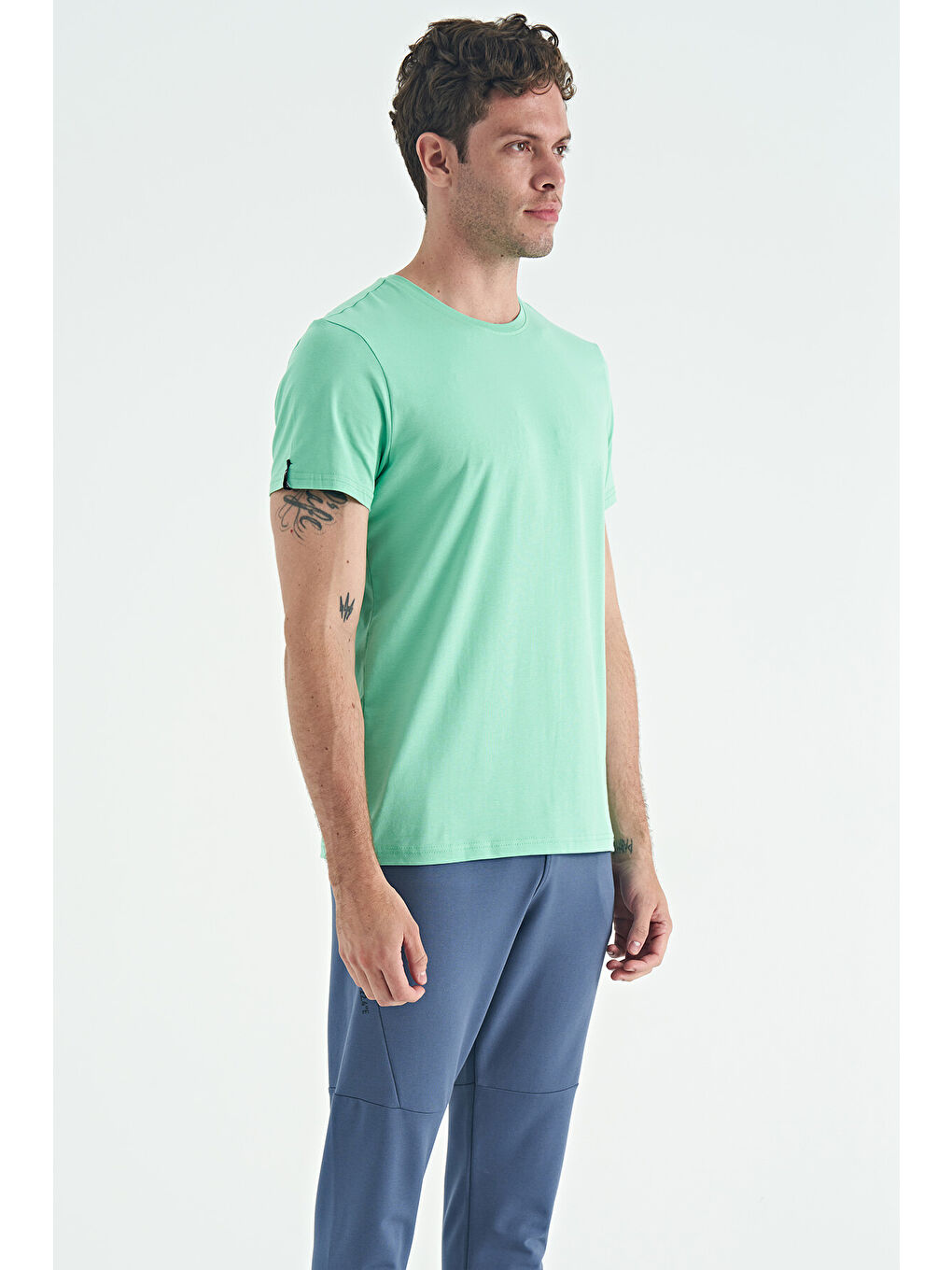 Turkuaz Calvin Su Yeşili Basic Erkek Tişört - 88245-2