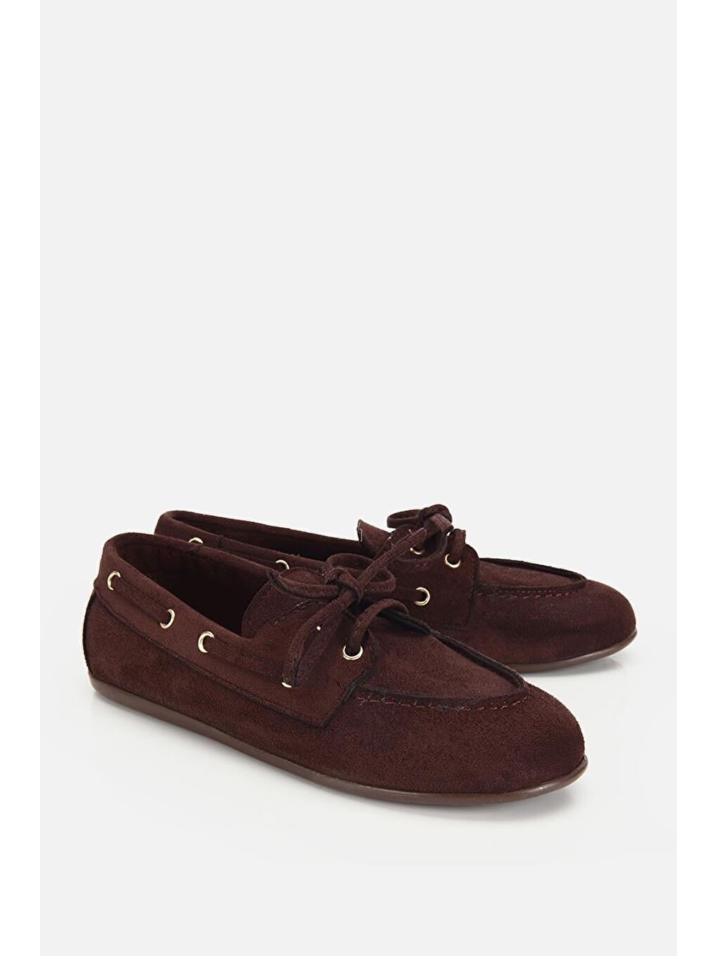 Kadın Kahverengi Süet Bağcık Detaylı Loafer-1