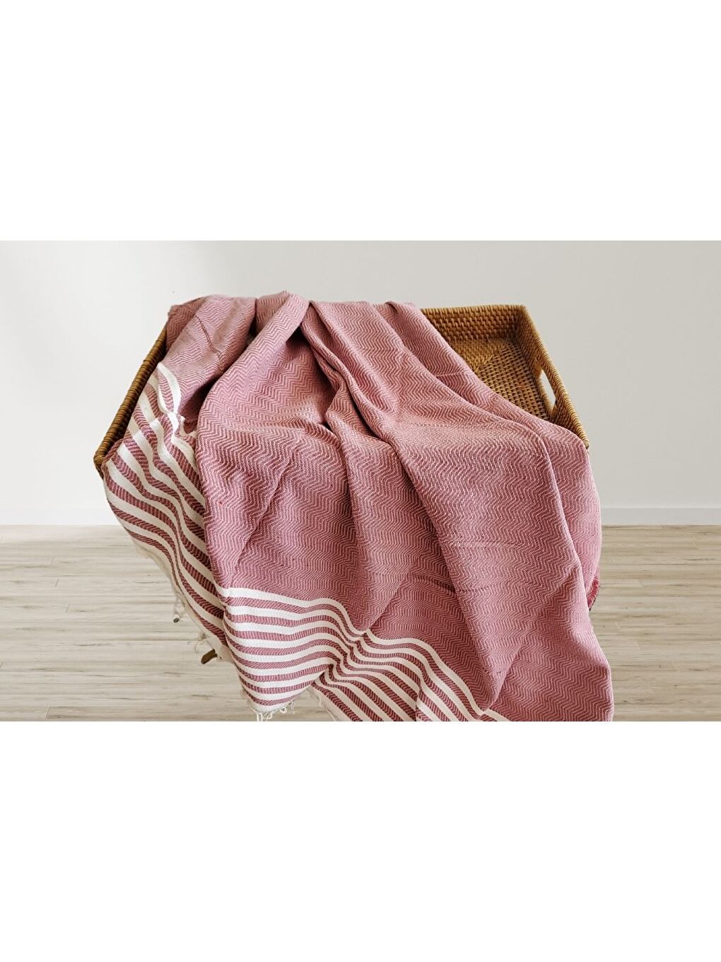 Pembe Summer Line Çok Amaçlı Örtü Pike Koltuk Örtüsü 170x220 Gül Kurusu-3