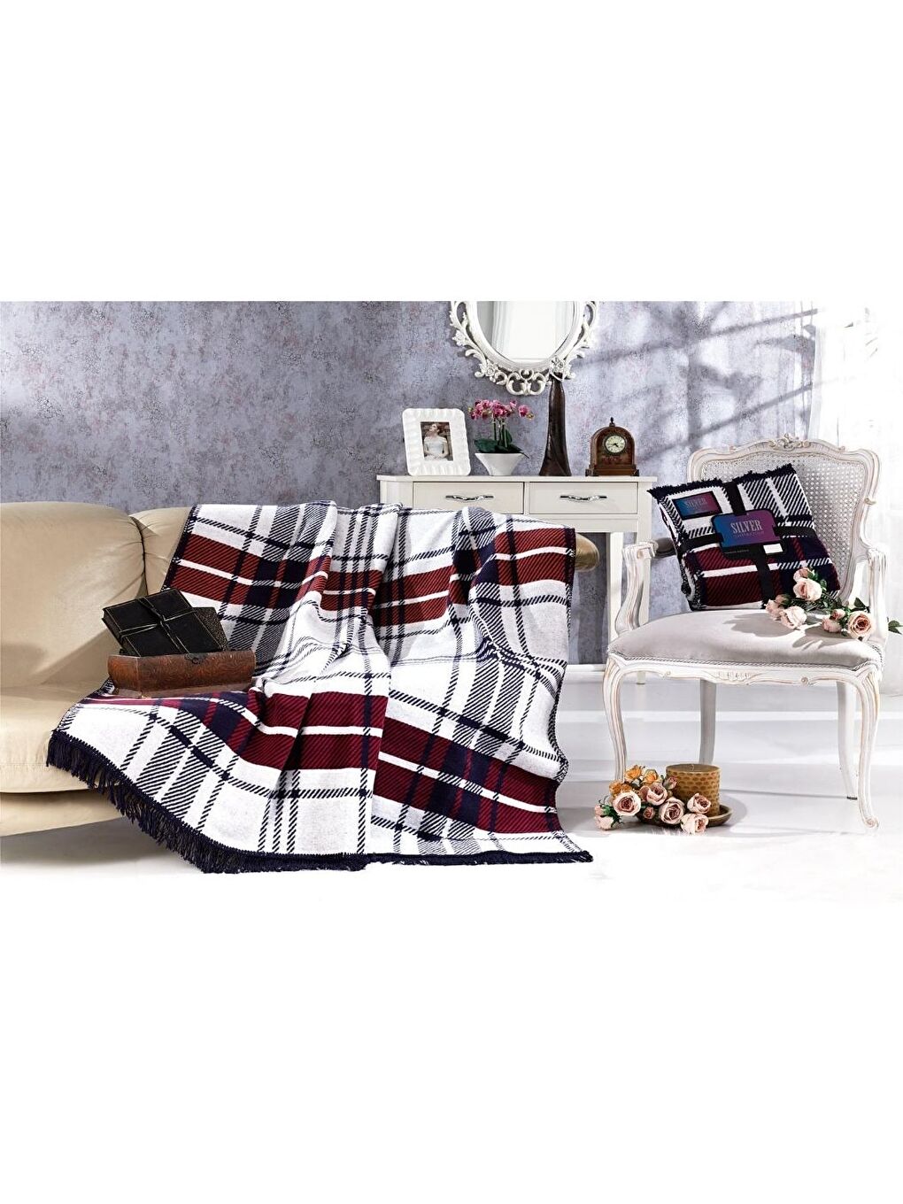 Gri Silver Collection Çift Kişilik Pamuklu Battaniye 180x220 Lou