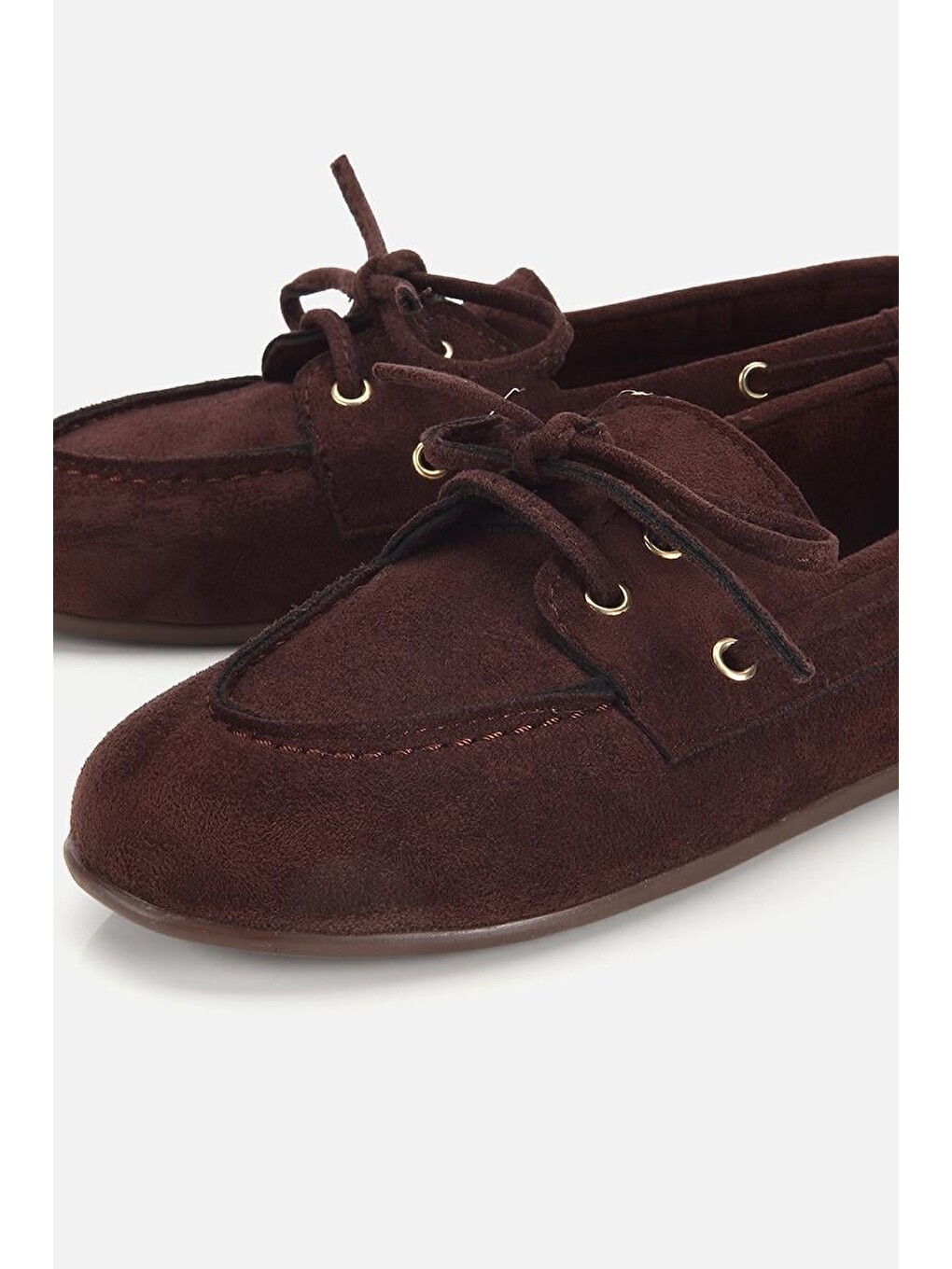 Kadın Kahverengi Süet Bağcık Detaylı Loafer-2