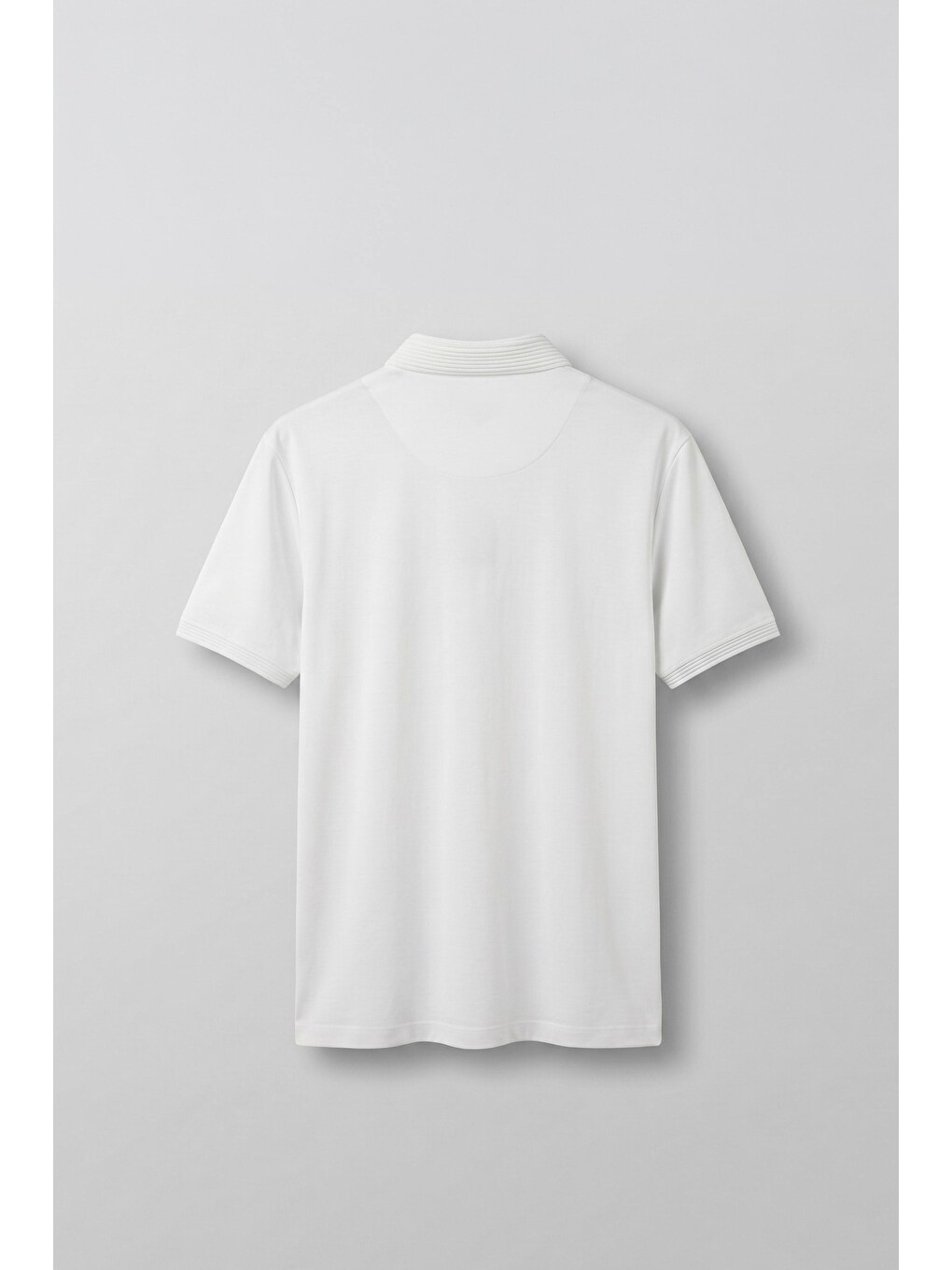 Erkek Slim Fit Düğmeli Triko Yaka Polo Tişört Beyaz-1