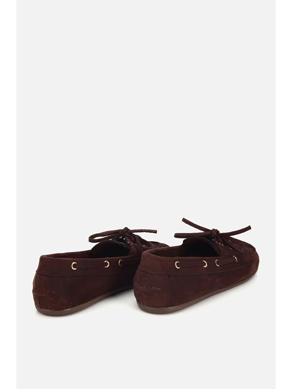 Kadın Kahverengi Süet Bağcık Detaylı Loafer-3