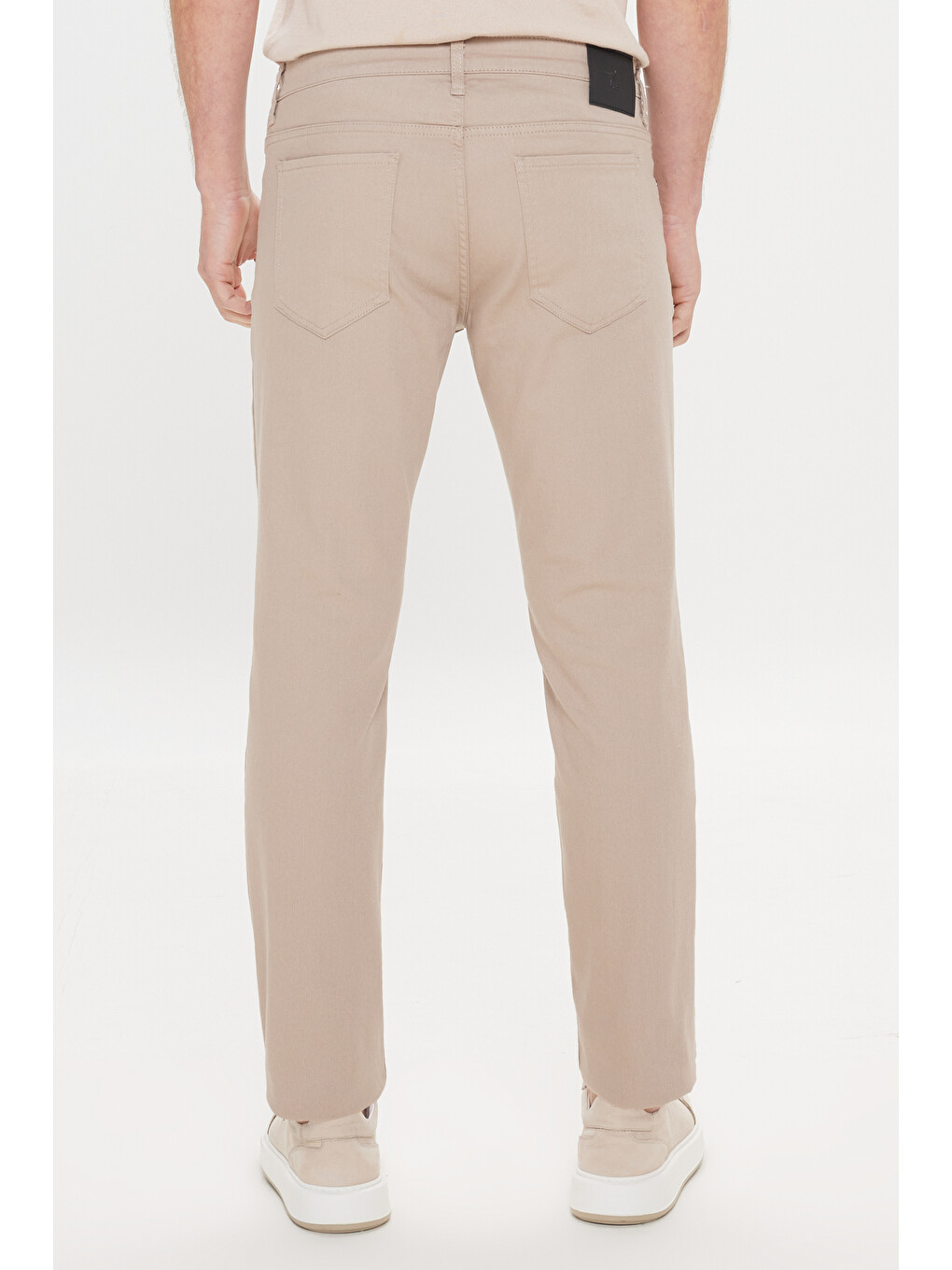 Bej Erkek Taş 360 Derece Her Yöne Esneyen Slim Fit Dar Kesim Diyagonal Desenli Pantolon-8