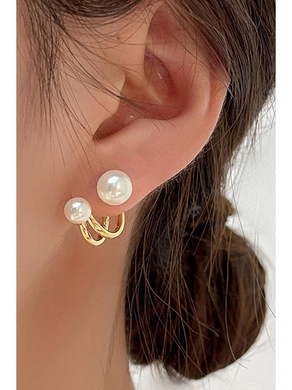 Sarı İnci Damlası Zarif İnci Küpe