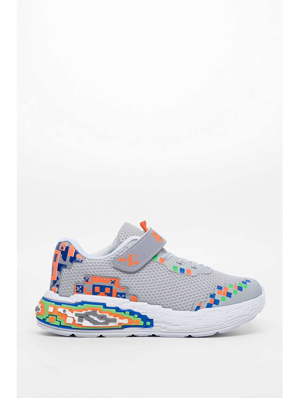 Gri Çocuk Unisex Buz Rahat Kalıp Nefes Alabilen Cırtlı Işıklı-Işıksız Sneaker-3