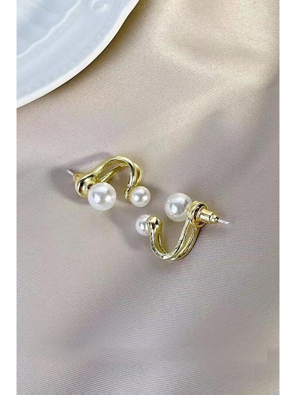 Sarı İnci Damlası Zarif İnci Küpe-2