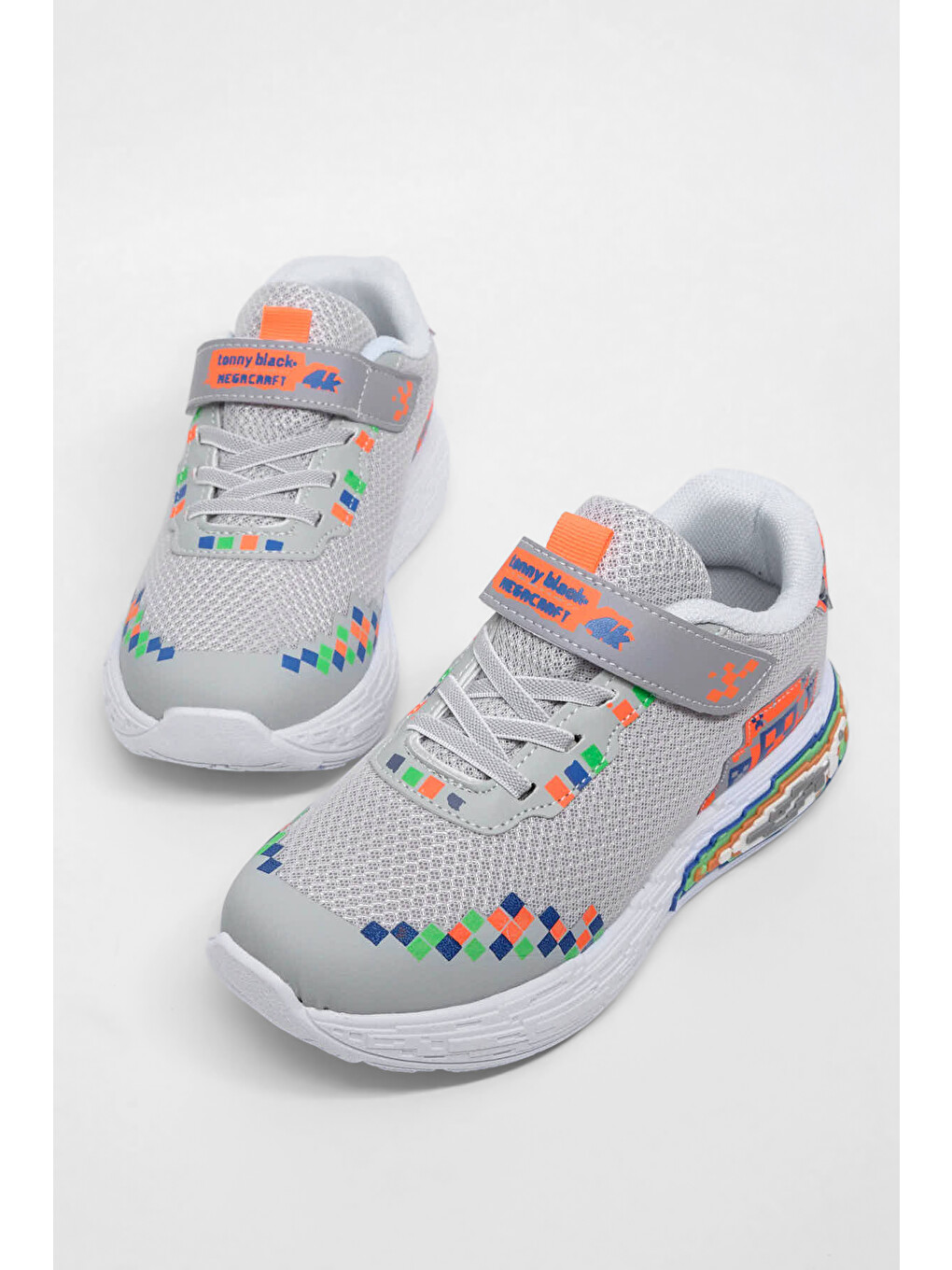 Gri Çocuk Unisex Buz Rahat Kalıp Nefes Alabilen Cırtlı Işıklı-Işıksız Sneaker-2