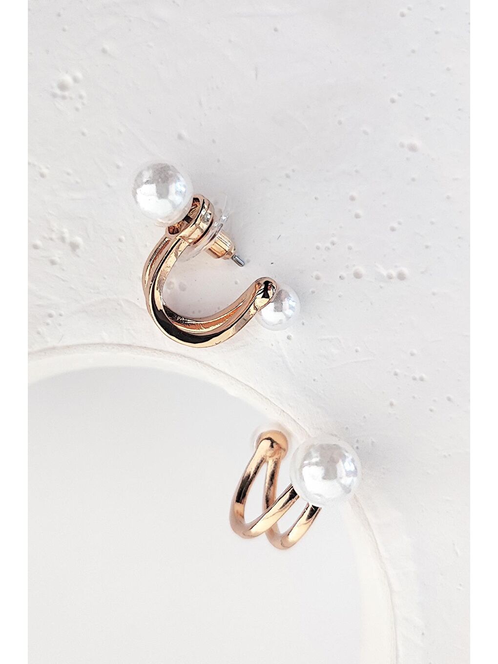 Sarı İnci Damlası Zarif İnci Küpe-4