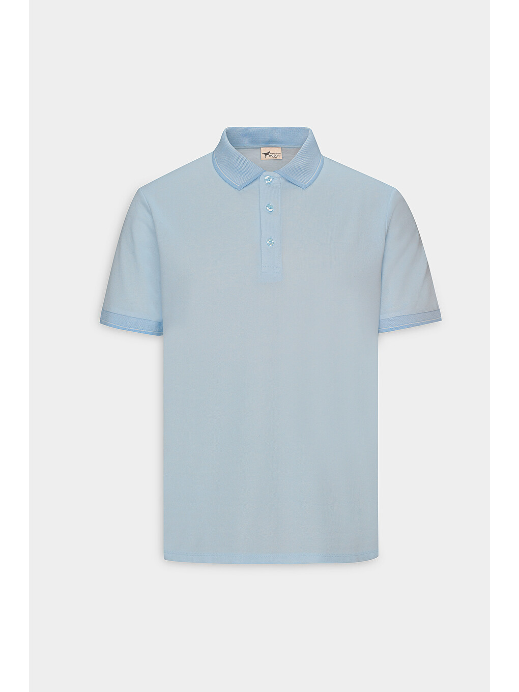 Erkek Açık Mavi Slim Fit Dar Kesim Kıvrılmaz Polo Yaka Kısa Kollu Tişört-8