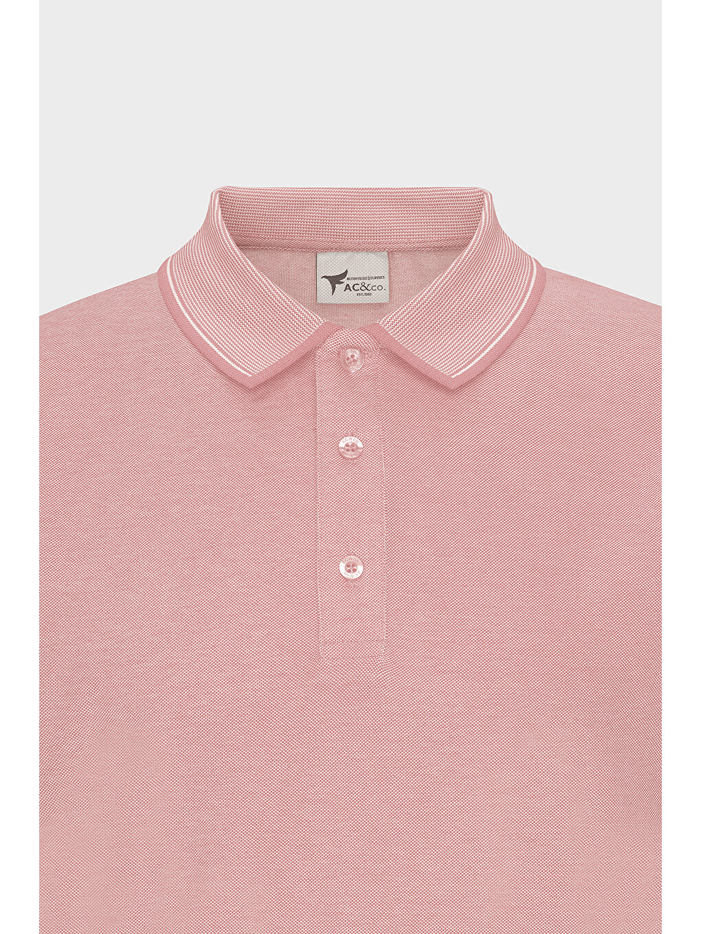 Erkek Pembe Beyaz Slim Fit Dar Kesim Kıvrılmaz Polo Yaka Kısa Kollu Tişört-8