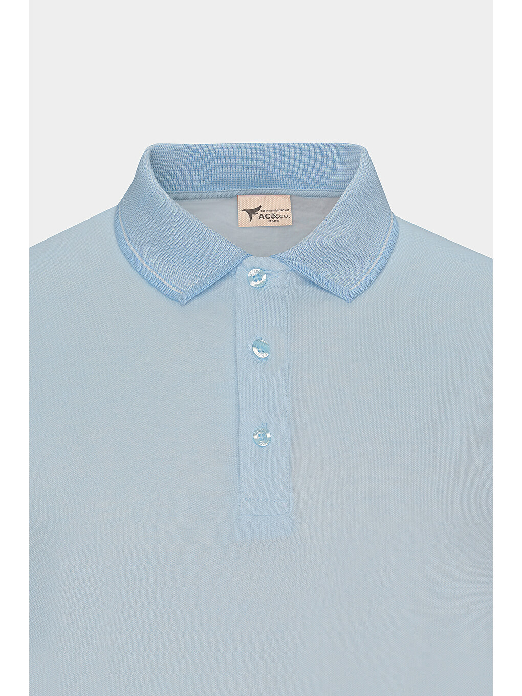 Erkek Açık Mavi Slim Fit Dar Kesim Kıvrılmaz Polo Yaka Kısa Kollu Tişört-9