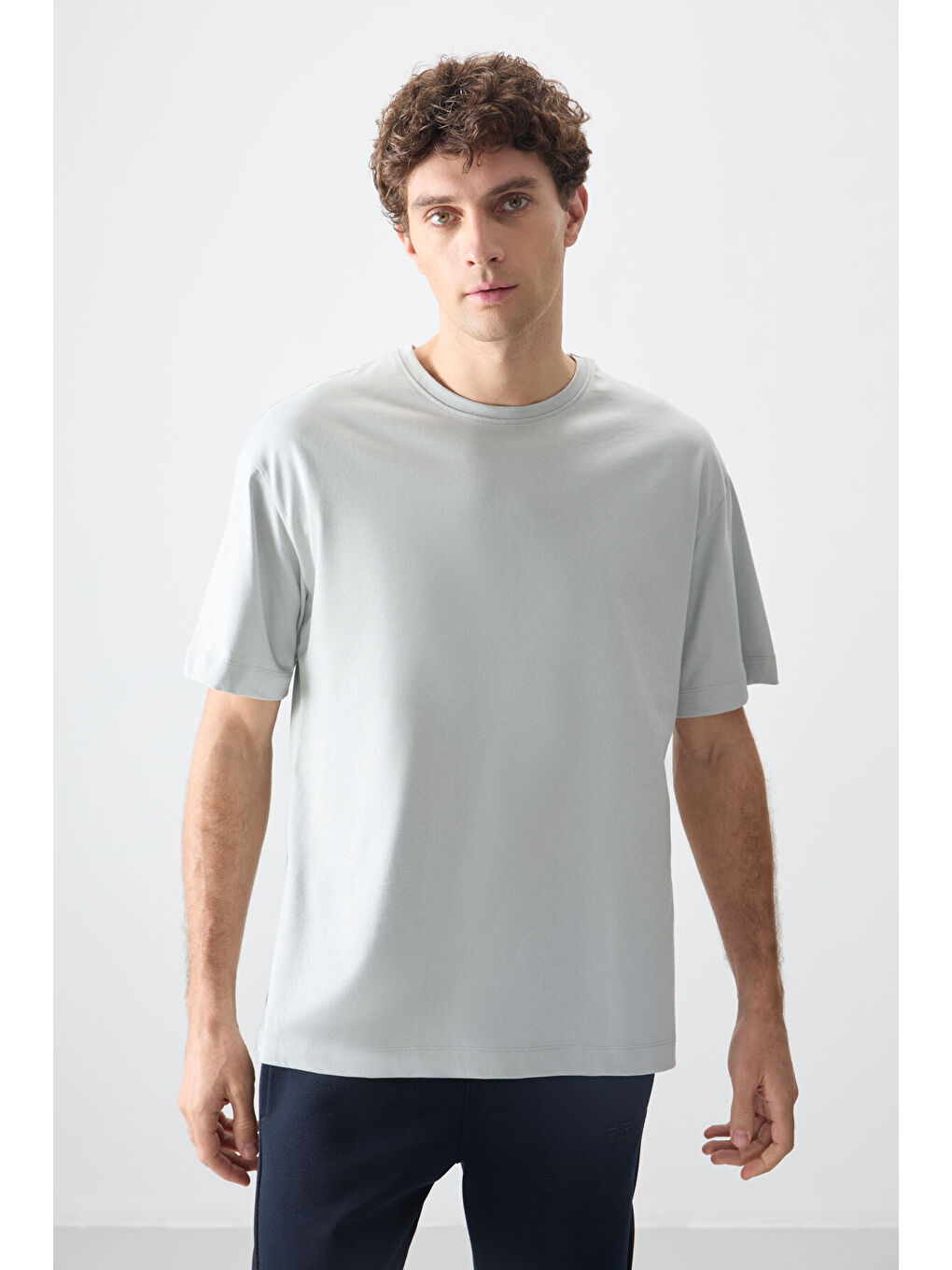 Bej Taş %100 Pamuk Kalın Yumuşak Dokulu Oversize Fit Basic Erkek Tişört - 88353