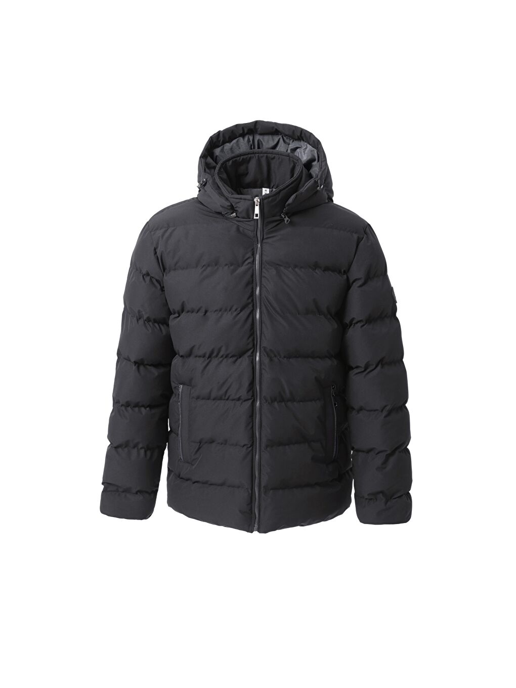 Erkek Çıkarıbilir Kapüşonlu Su Geçirmez Şişme Mont Kaban Siyah