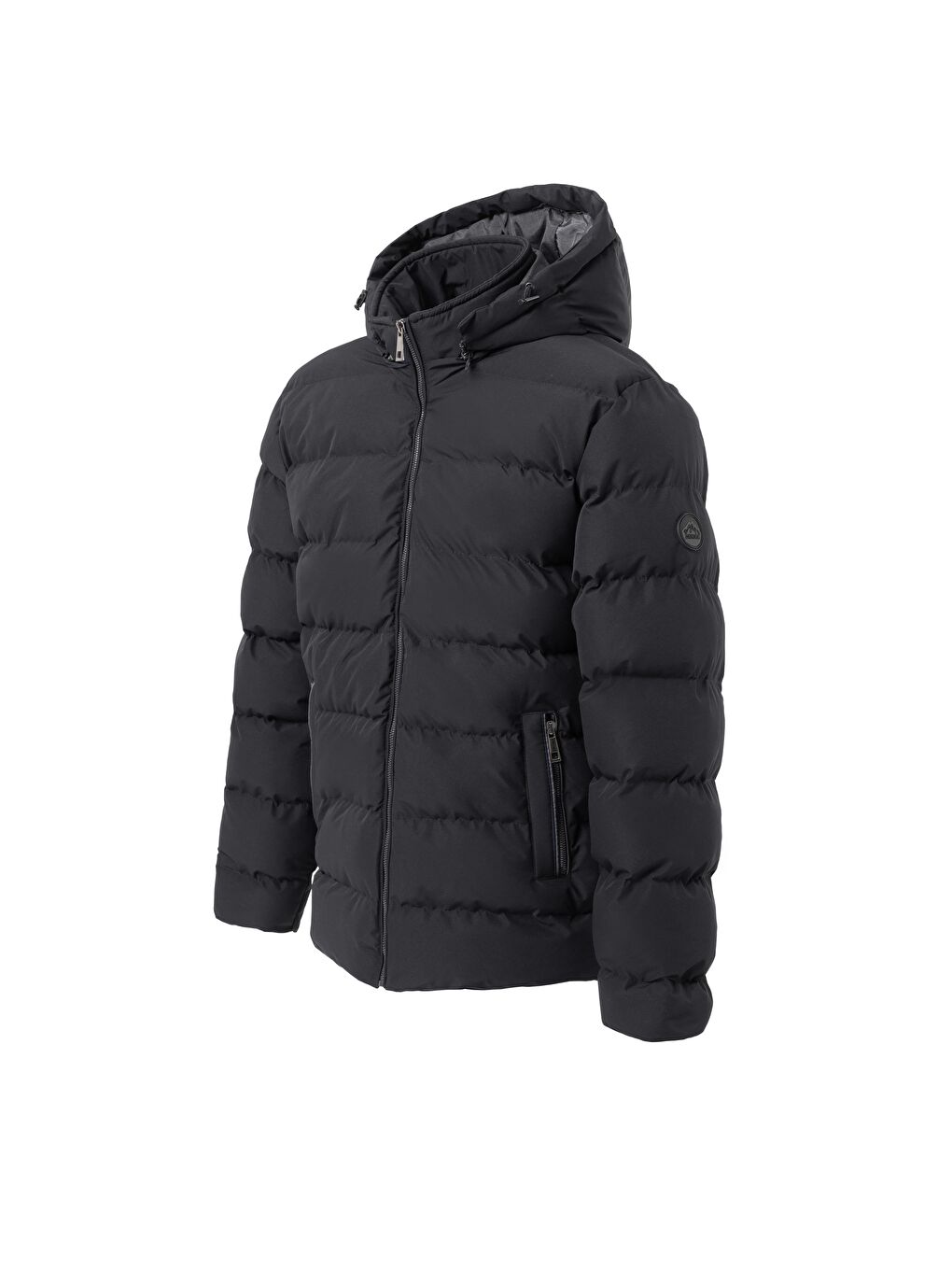 Erkek Çıkarıbilir Kapüşonlu Su Geçirmez Şişme Mont Kaban Siyah-1