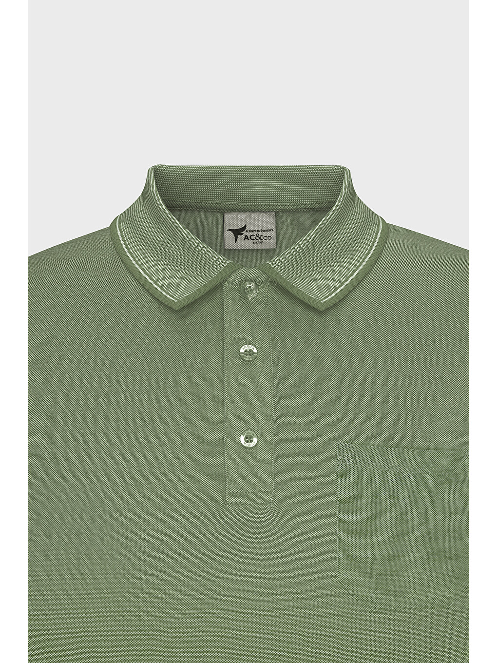 Erkek Yeşil Pamuklu Comfort Fit Rahat Kesim Polo Yaka Cepli Tişört-9