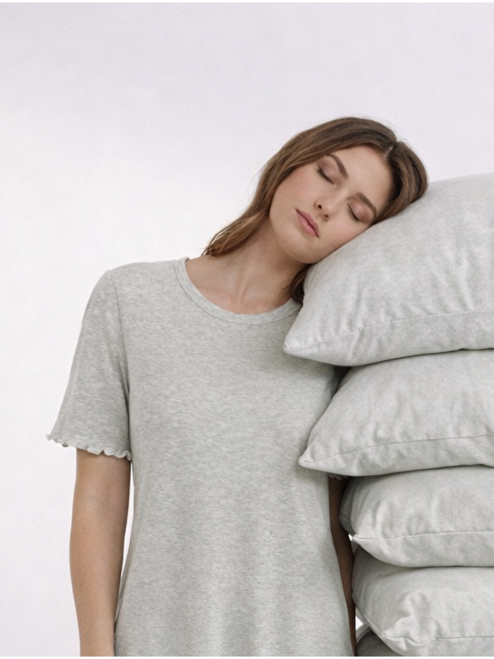 Gri Kadın Pamuklu Kısa Kollu Baby Overloklu Pijama Takımı-1