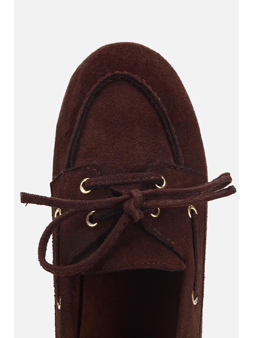 Kadın Kahverengi Süet Bağcık Detaylı Loafer-4