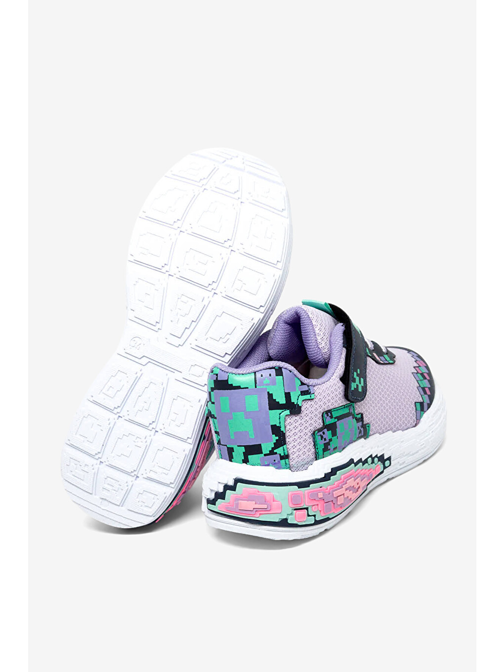 Çocuk Unisex Lila Rahat Kalıp Nefes Alabilen Cırtlı Işıklı-Işıksız Sneaker-1