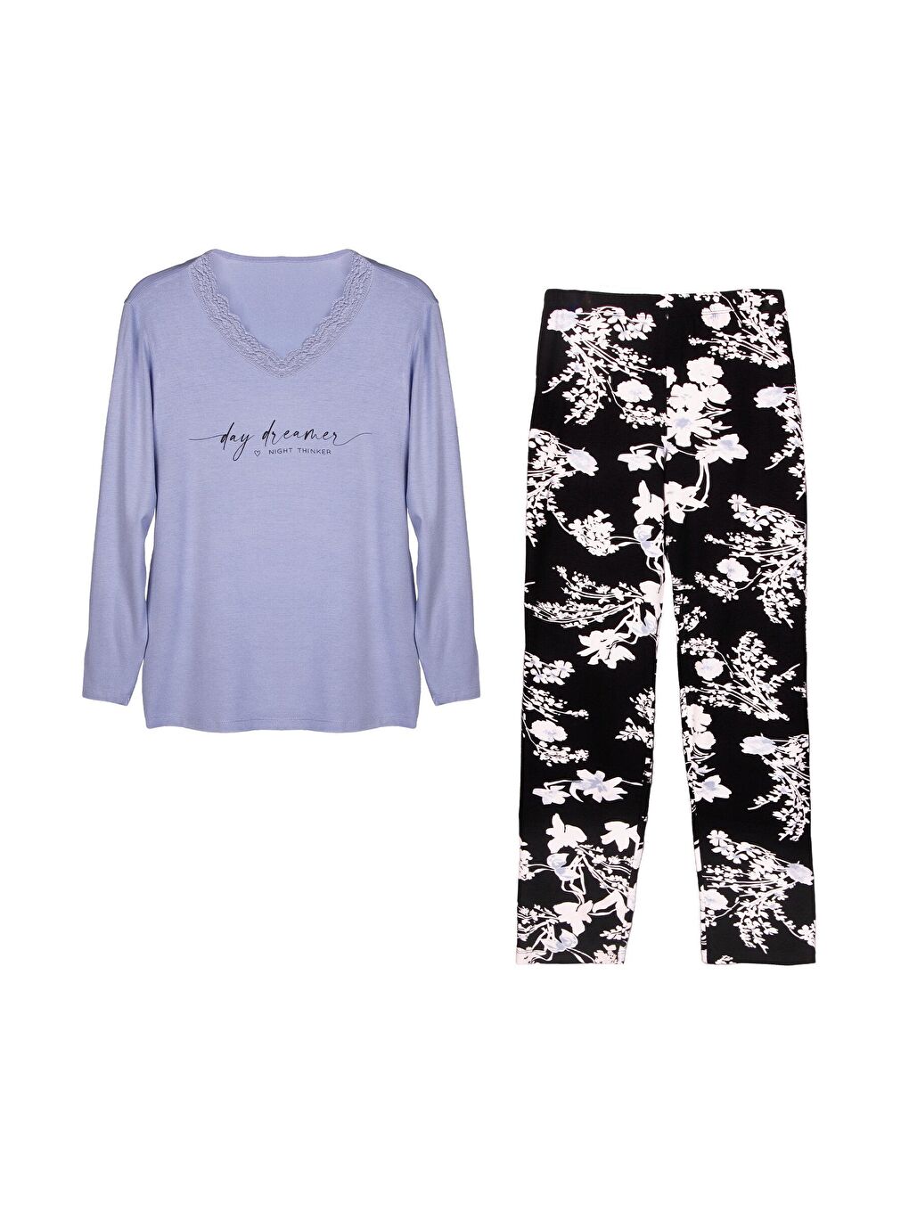 Karışık Kadın Uzun Kol Viskon Pijama Takım