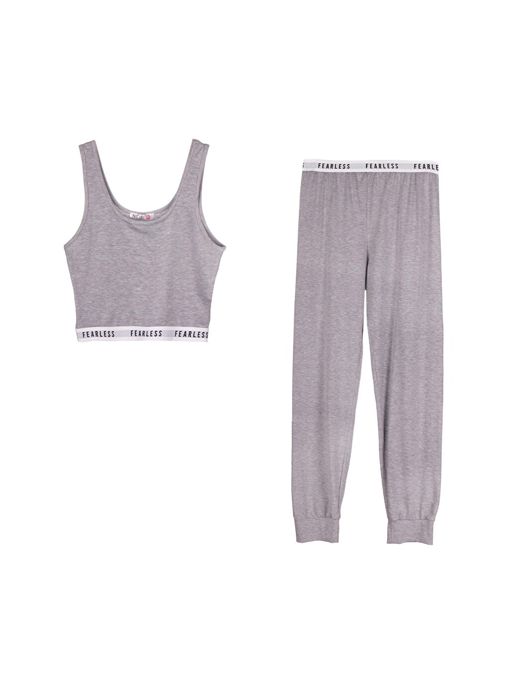 Gri Kadın Crop Pijama Takım