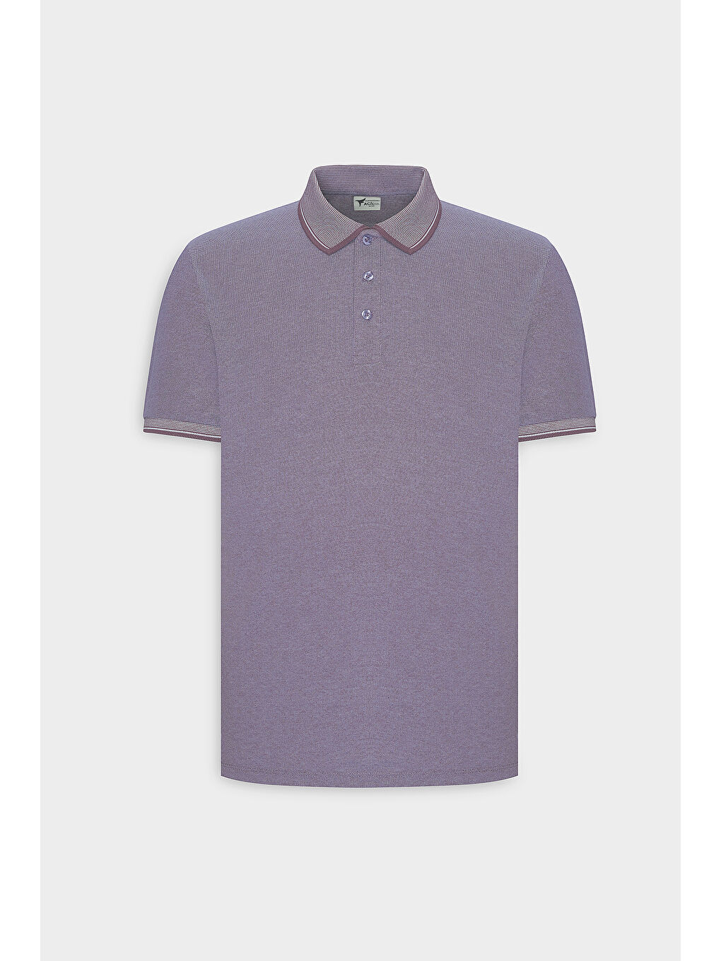Erkek Mor-Beyaz Slim Fit Dar Kesim Kıvrılmaz Polo Yaka Kısa Kollu Tişört-8