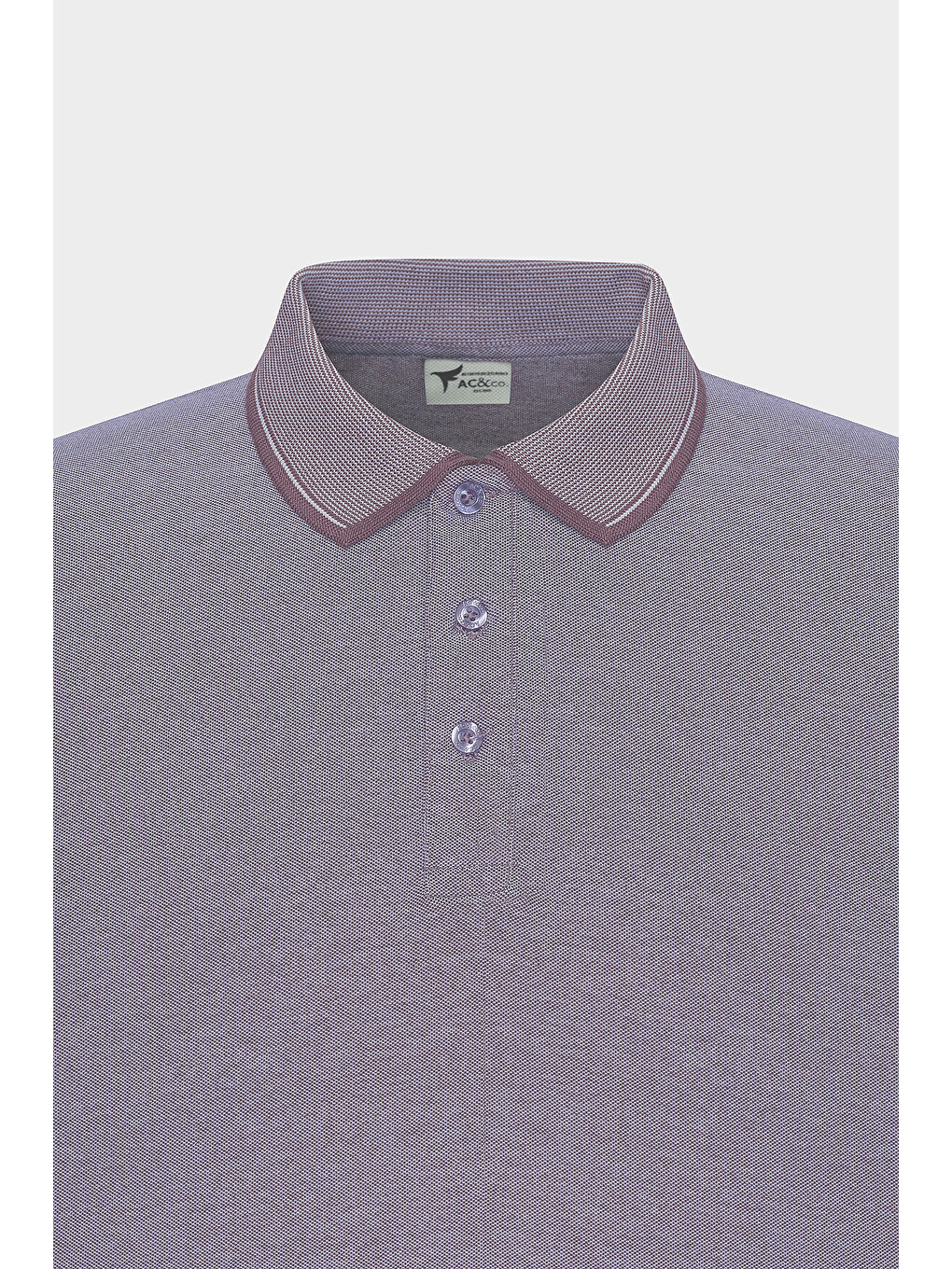 Erkek Mor-Beyaz Slim Fit Dar Kesim Kıvrılmaz Polo Yaka Kısa Kollu Tişört-9