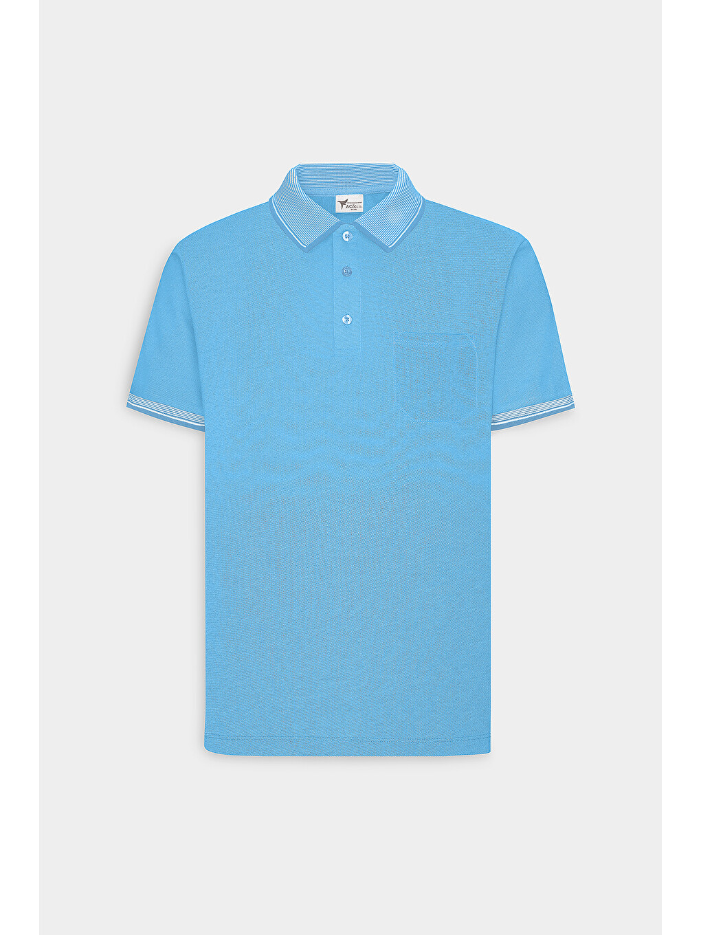 Erkek Mavi Slim Fit Dar Kesim Kıvrılmaz Polo Yaka Kısa Kollu Tişört-9