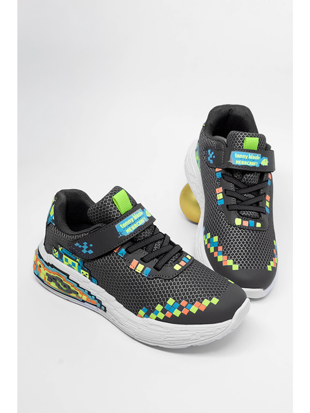 Gri Çocuk Unisex Füme Rahat Kalıp Nefes Alabilen Cırtlı Işıklı-Işıksız Sneaker-3