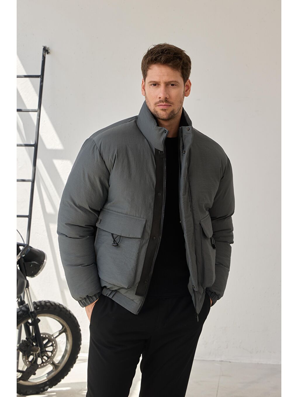 Erkek Torba Cepli Mont Antrasit