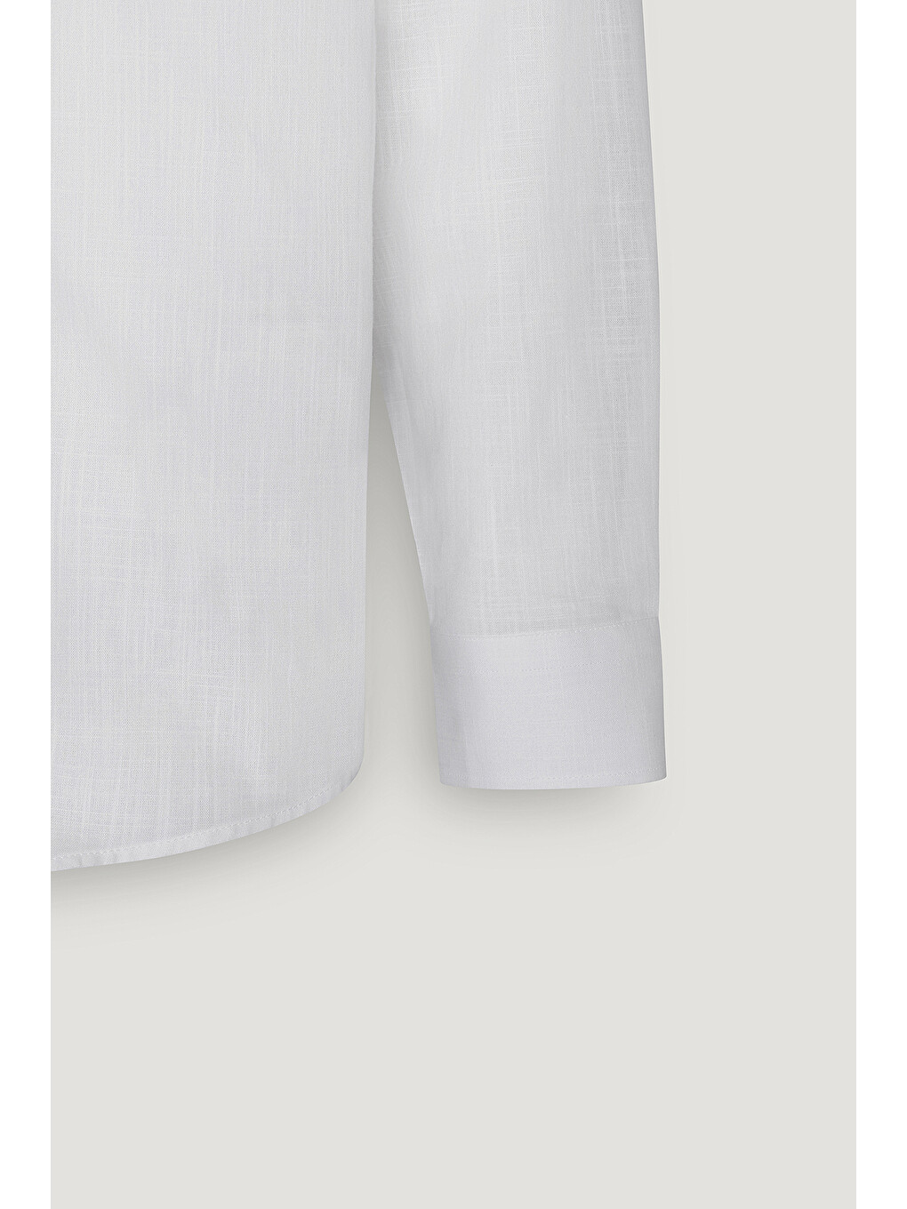Erkek Beyaz Comfort Fit Rahat Kesim Düğmeli Yaka Casual Keten Gömlek-9