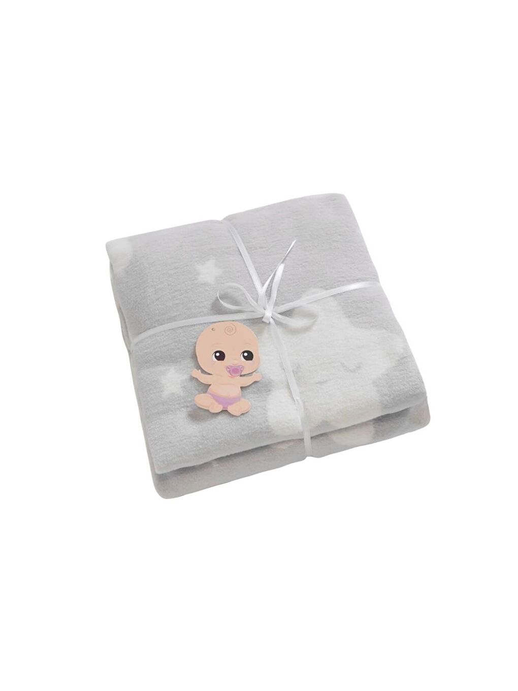 Pamuklu Çift Taraflı Bebek Battaniye 100x120 Star Açık Gri-2