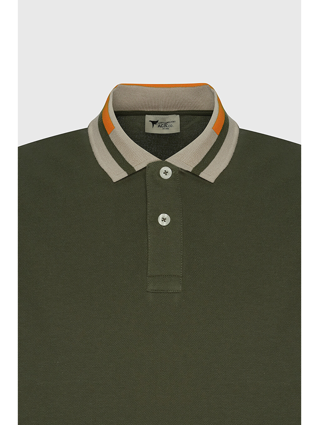 Erkek Haki Slim Fit Dar Kesim %100 Pamuk Polo Yaka Tişört-2