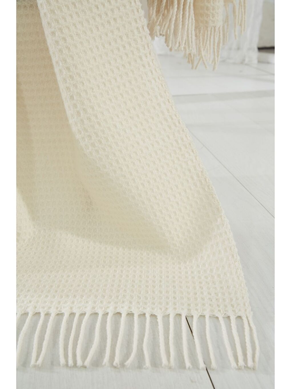 Ekru Yün-Pamuk Karışımlı TV Battaniye 130x170 Nude-4