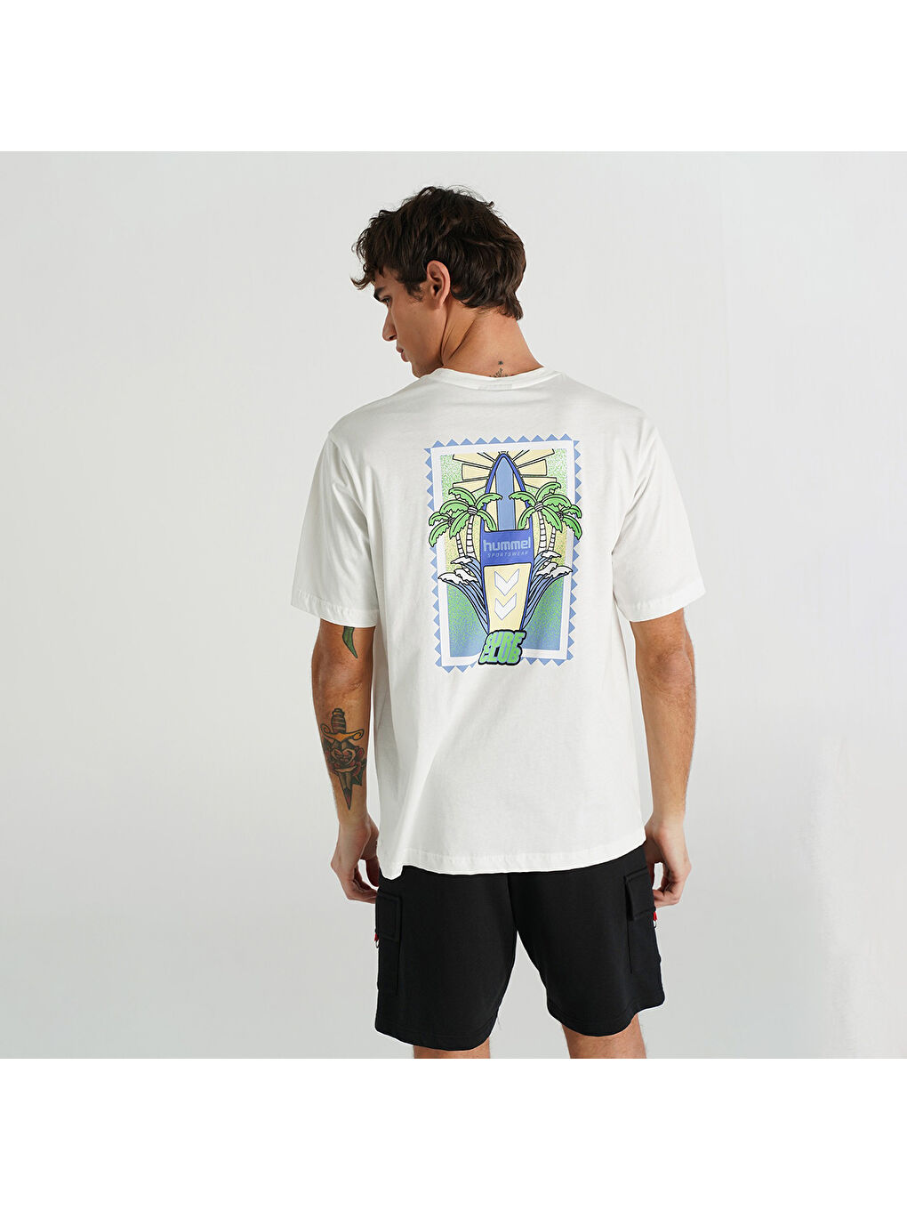 Smith Oversize Erkek Beyaz Yuvarlak Yaka Tişört-1