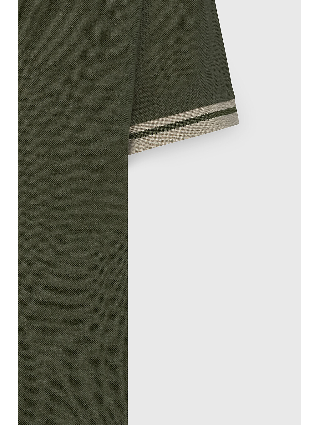 Erkek Haki Slim Fit Dar Kesim %100 Pamuk Polo Yaka Tişört-3