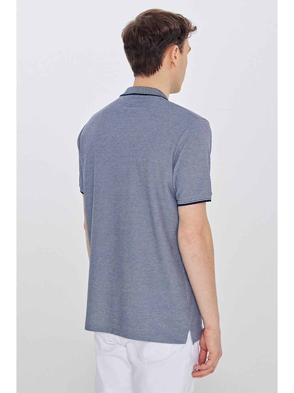 Erkek Lacivert Pamuklu Comfort Fit Rahat Kesim Polo Yaka Cepli Tişört-6