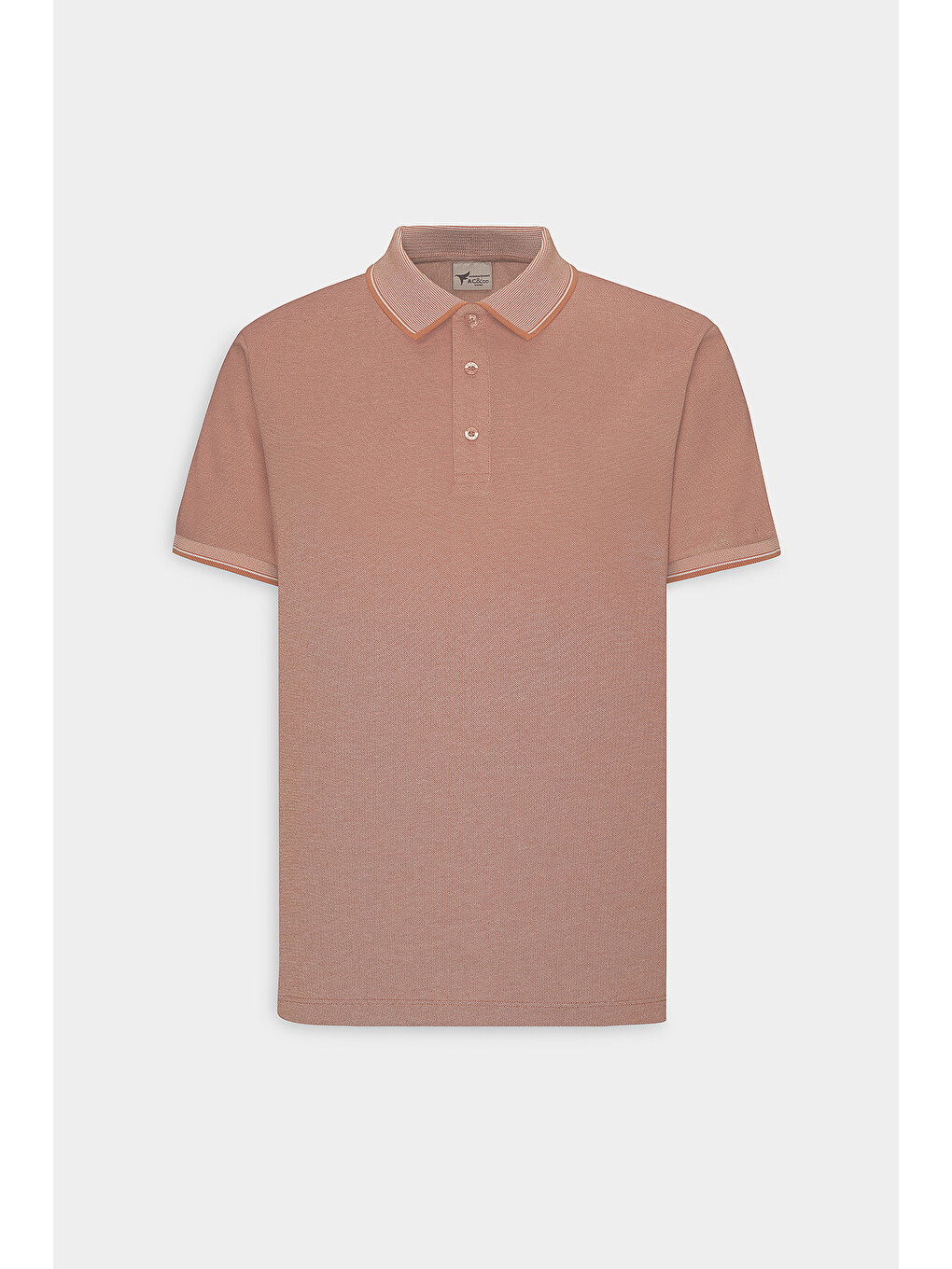Kahverengi Erkek Kiremit-Bej Slim Fit Dar Kesim Kıvrılmaz Polo Yaka Kısa Kollu Tişört-10